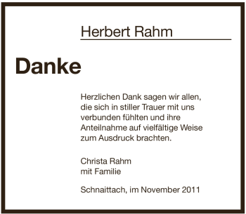 Traueranzeige von Herbert Rahm von Pegnitz-Zeitung